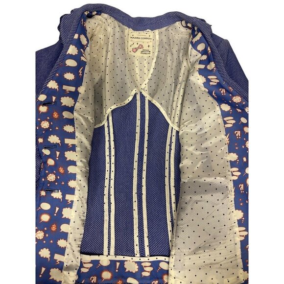 Maison Common Blue Tweed Silk Cotton Evening Jacket Caption Lining Women's EU 42 - Picture 8 of 10
